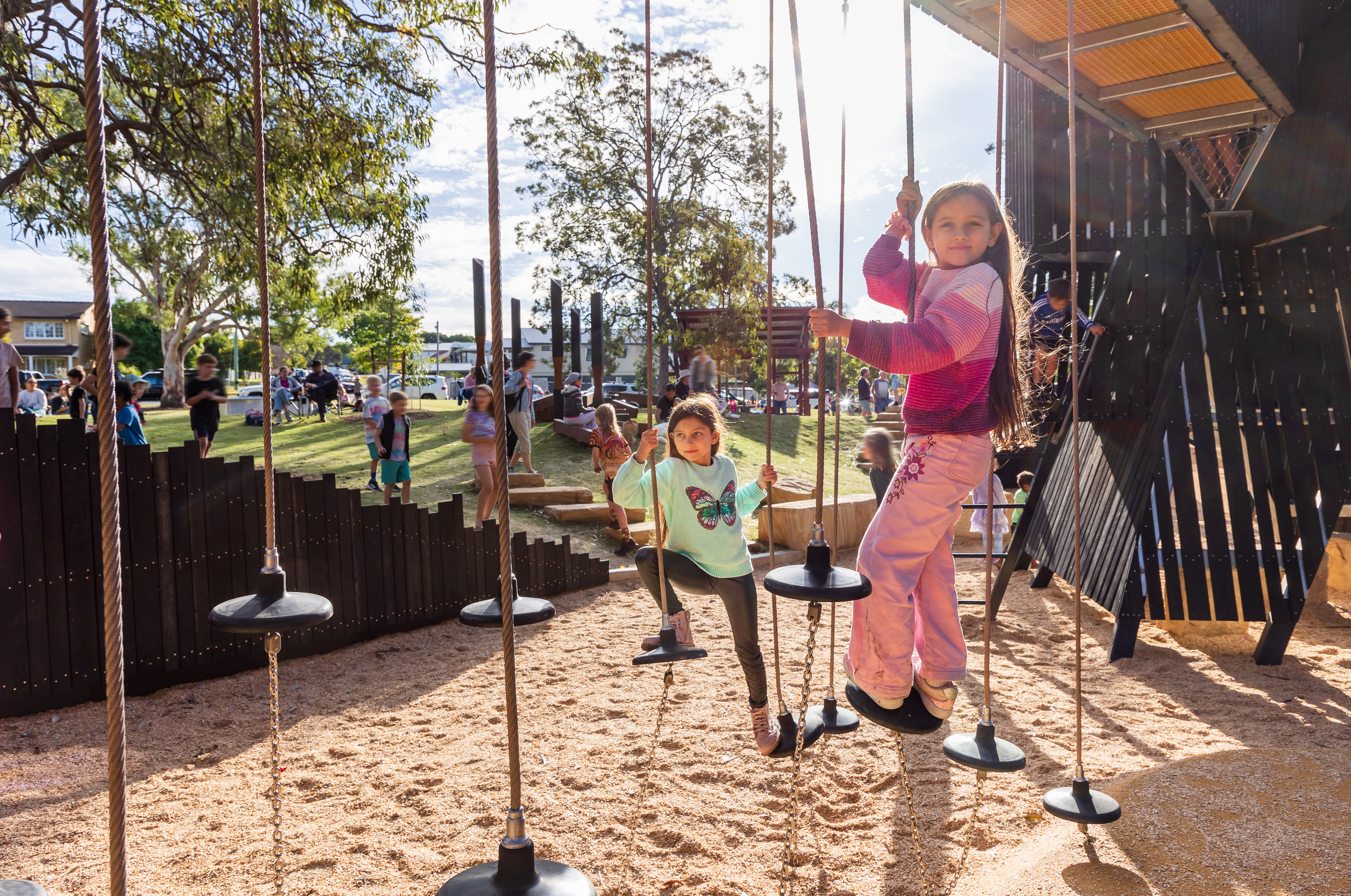 Children enjoying the Bradbury Park parkscape
