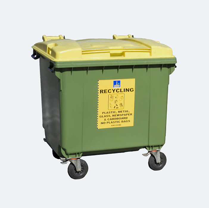Industrial recycling bin - 660 litre bulk bin.