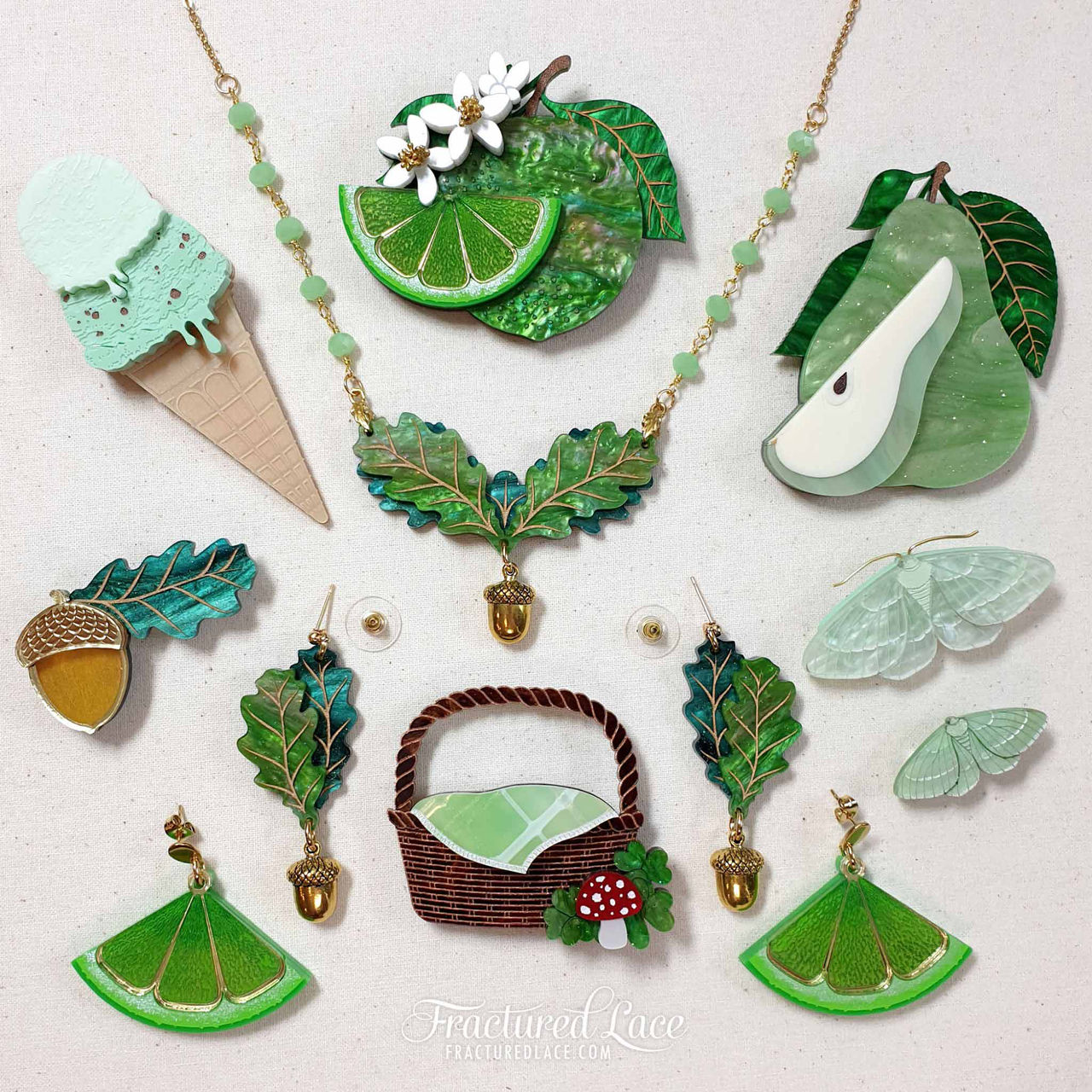 Jewellery pieces by Fractured Lace.