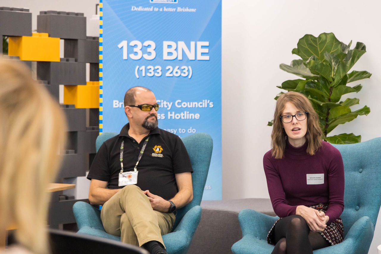 Panel speakers at an event at the Suburban Business Hub, Nundah.