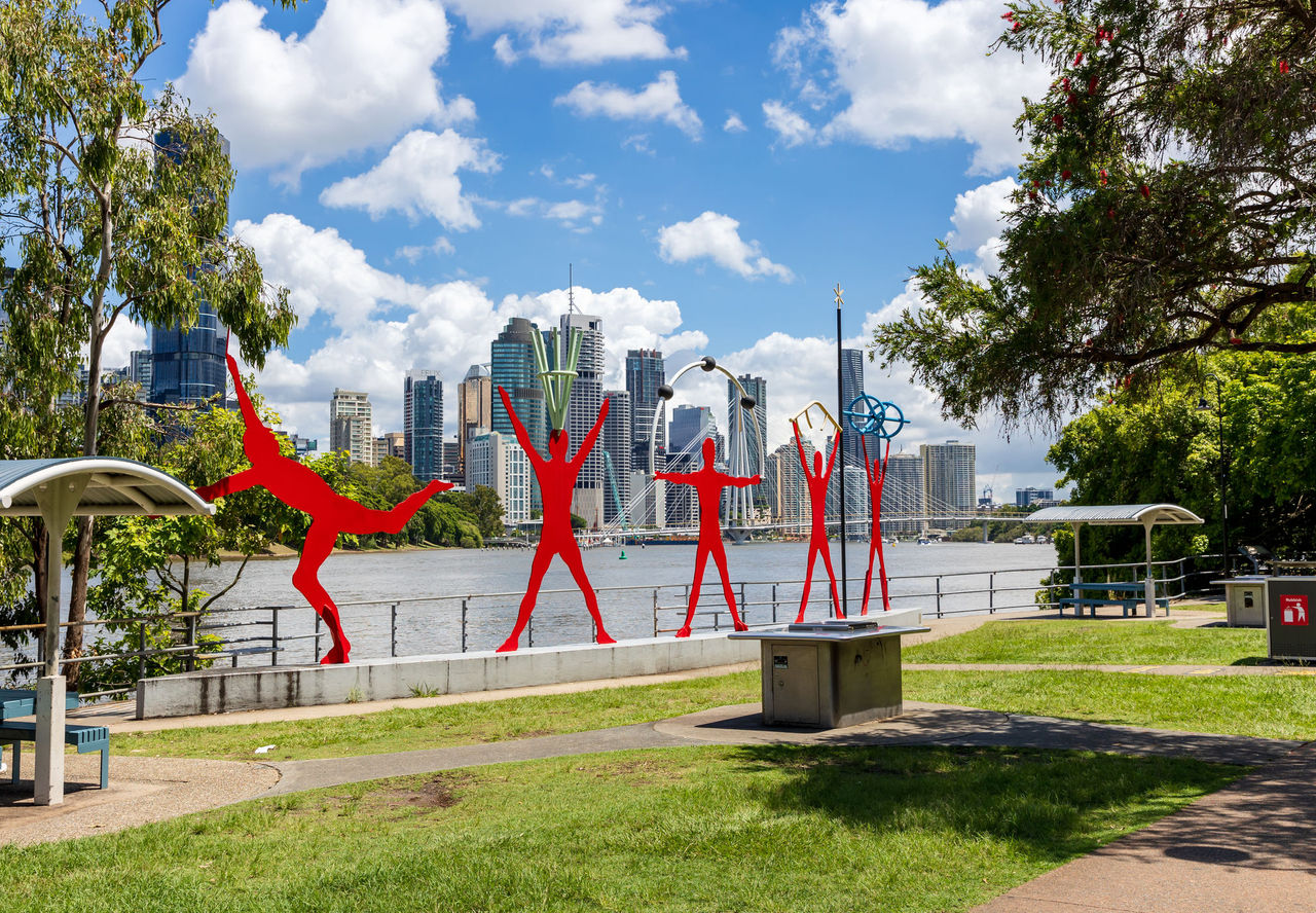 An artwork in 'The Man and Matter' in Kangaroo Point Cliffs Park.