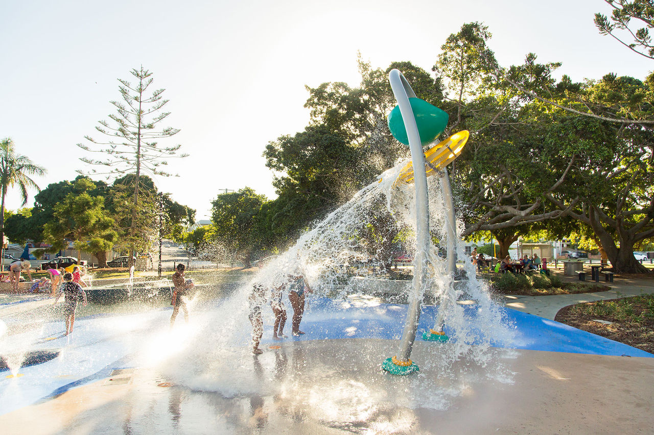 Children playing at the Wynnum Aqua Park.