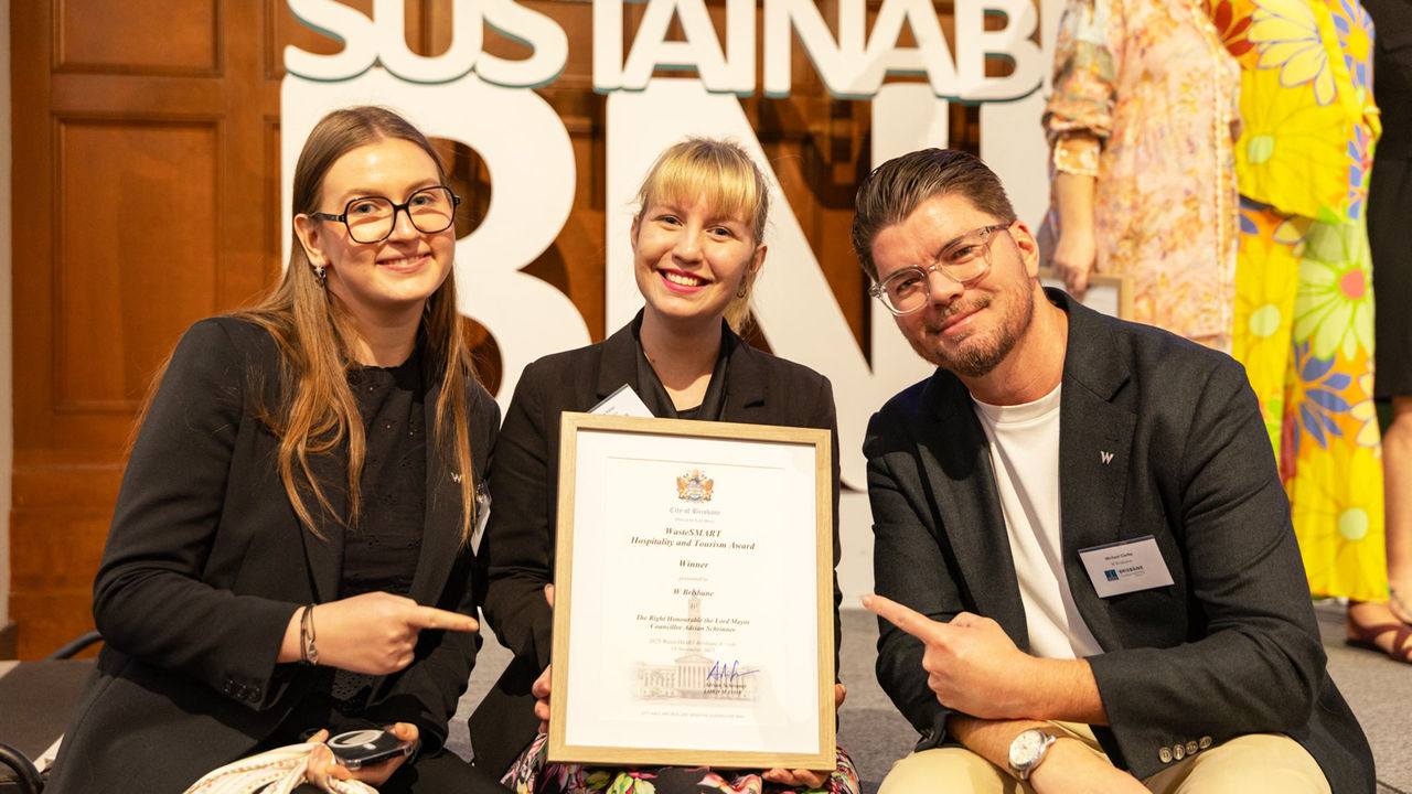 W Brisbane representatives at 2025 WasteSMART Brisbane Awards.