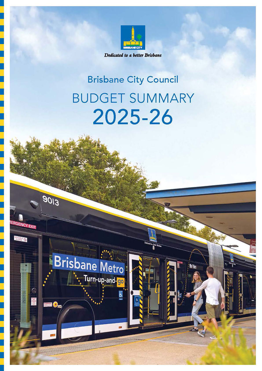 Front cover of Brisbane City Council Budget Summary 2025-26 document.