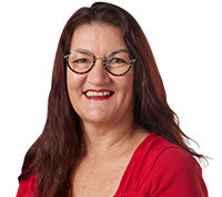 Portrait of Councillor Kim Marx looking at camera.