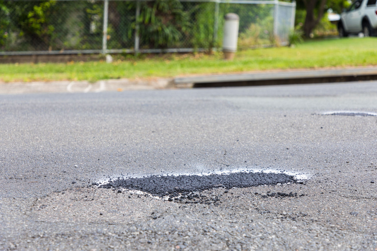 Pothole repair works on a Brisbane road.