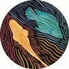 An illustration of two fish - a yellow Flathead and a green Tilapia.