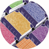 An illustration of yellow, purple, pink, organge and green books.
