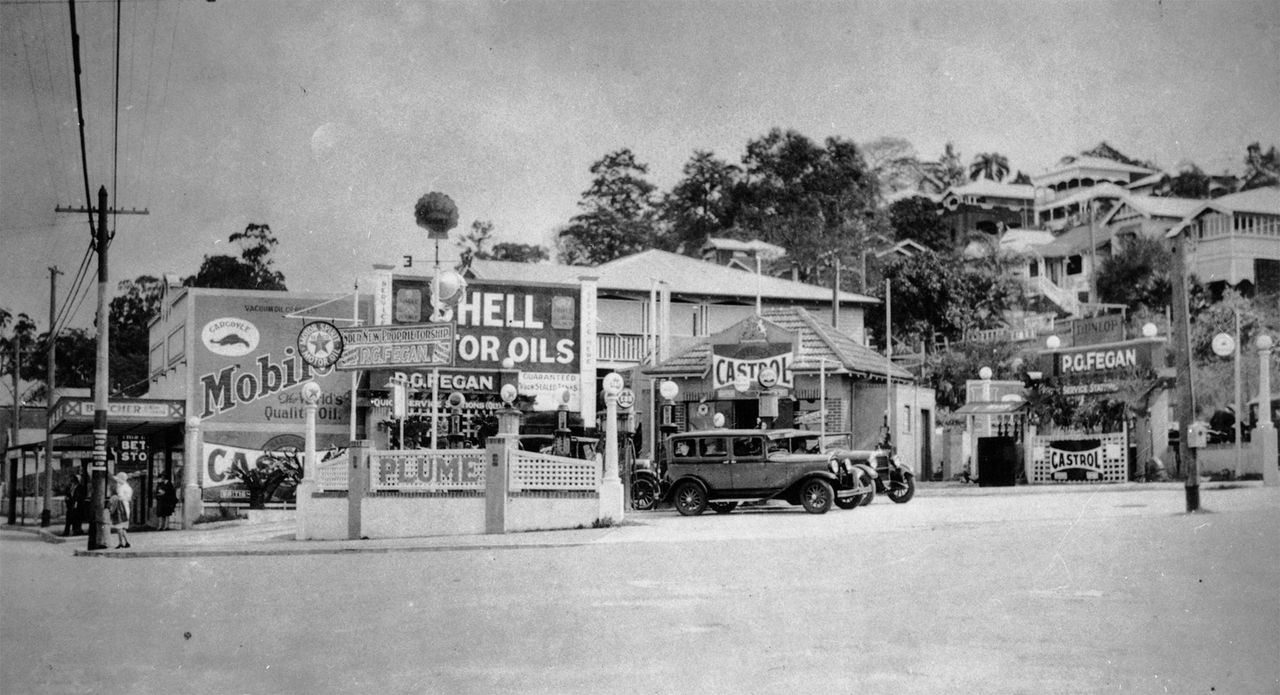 P. G. Fegan's service station in Newstead in 1935.