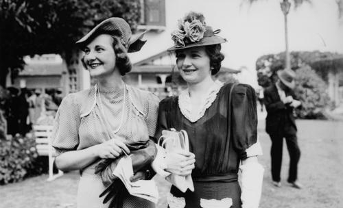 Ladies enjoying the races at Ascot Racetrrack, Brisbane, October 1941.