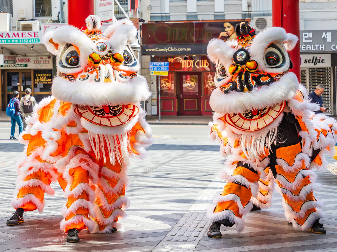 2 lion dancers at Moon Festival in Valley Malls.