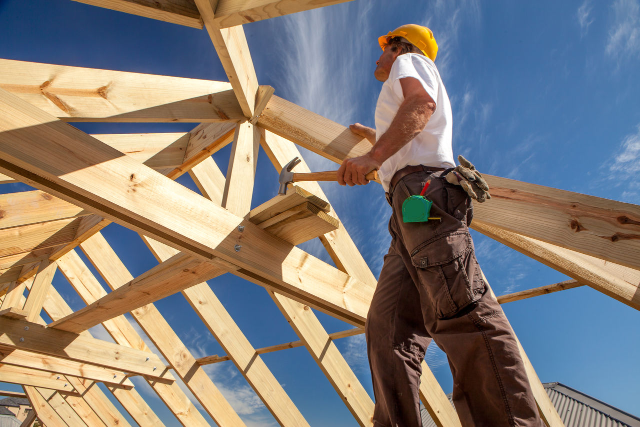 Carpentry apprentice on site.