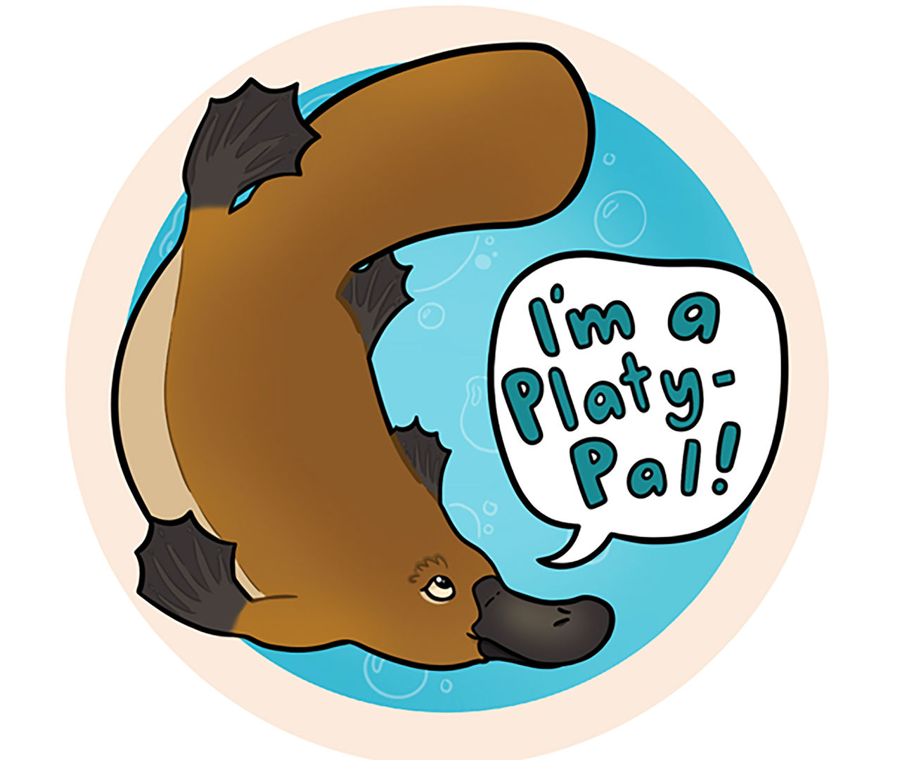 I'm a Platy-pal cartoon-style promotional image.