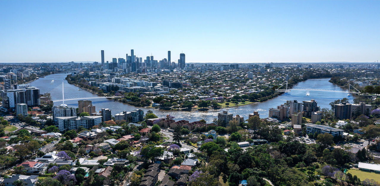 Artist impression of an aerial view of the concept designs for the Toowong to West End Bridge and St Lucia to West End Bridge.