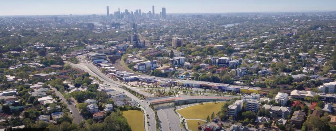 Artists impression aerial view of the final design of the Moggill Road corridor upgrade.