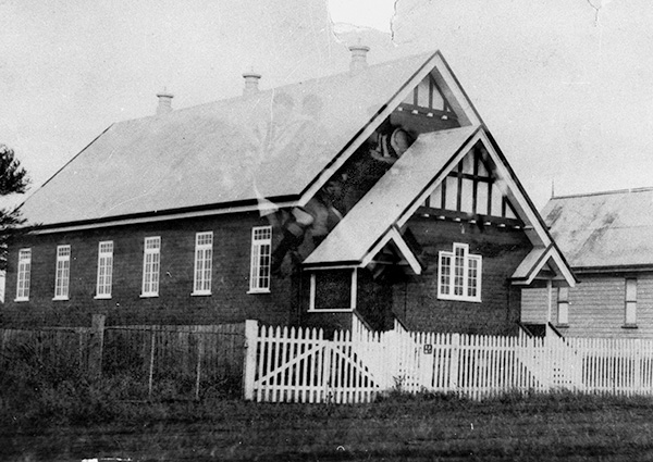 Nudgee Methodist Church with the old church on the right, circa1930