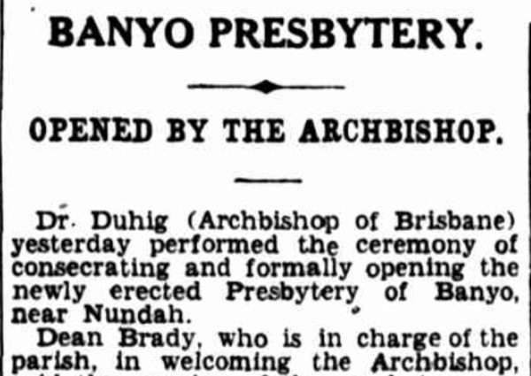 The opening of the presbytery, The Brisbane Courier, 27 August 1928 