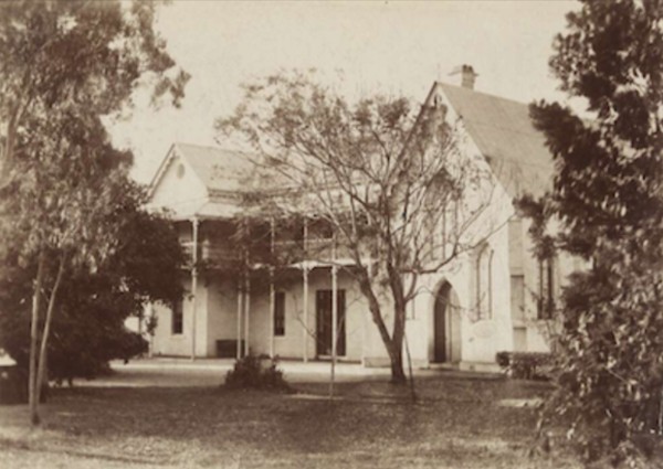 St Vincent’s Convent building circa 1885, showing the large, two story masonry building visable from Queens Road.