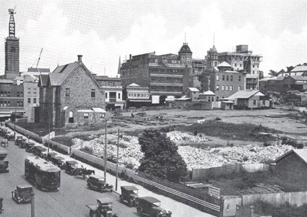 Historical image of Anzac Square under construction - 1928