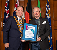 Australia Day Awards - Citizen of the Year winner George Rowlinson and the Lord Mayor Adrian Schrinner