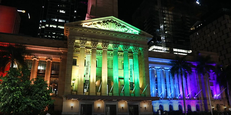 Brisbane City Hall rainbow light up