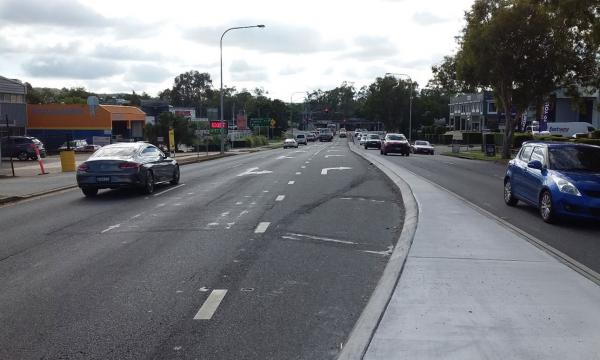 Right-turn lane extension on Sherwood Road at Fairfield Road and Ipswich Road intersection post-reconfiguration