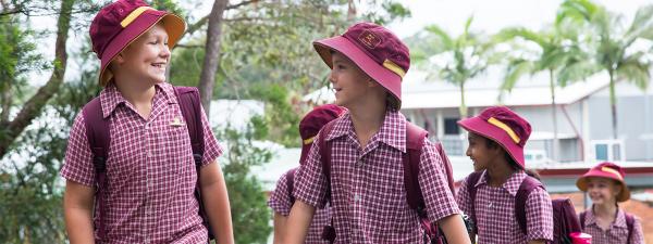 Boys walking to Mansfield State School as part of Active School Travel program