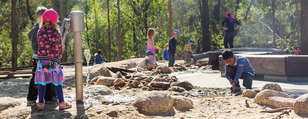 Karawatha Forest Discovery Centre kids in nature-based playground