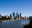 Brisbane city along river's edge
